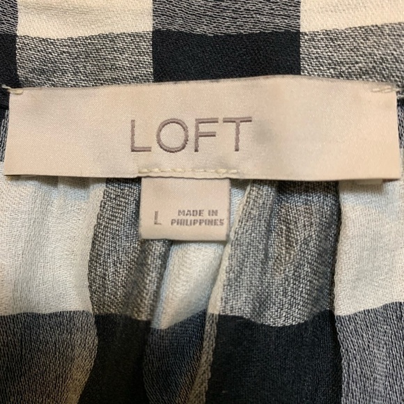 LOFT buffalo plaid black/white tunic, size L - Picture 2 of 5